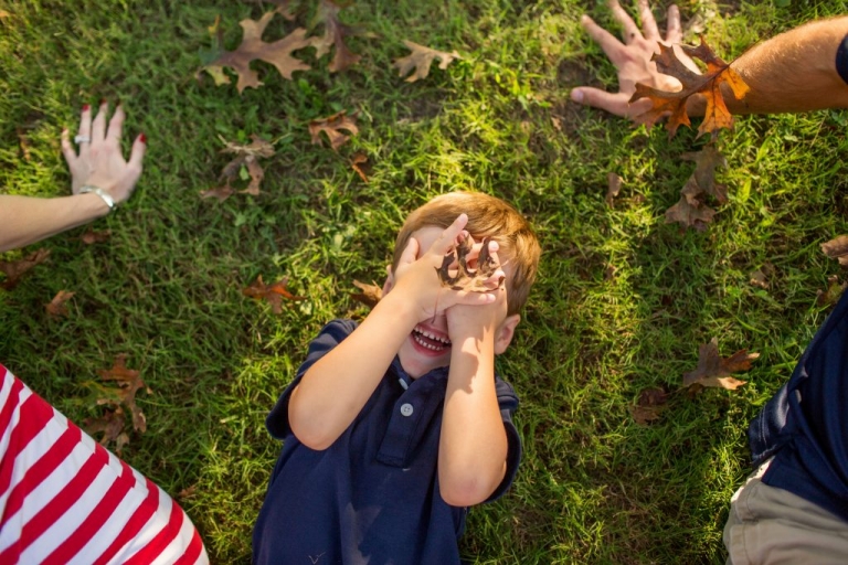 playing in the leaves