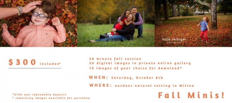 fall portraits of children and families in brightly colored leaves