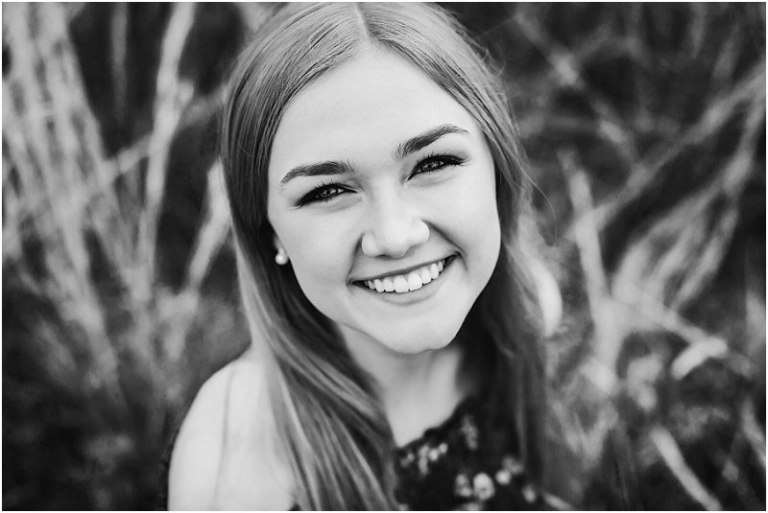 Black and white high school senior portraiture