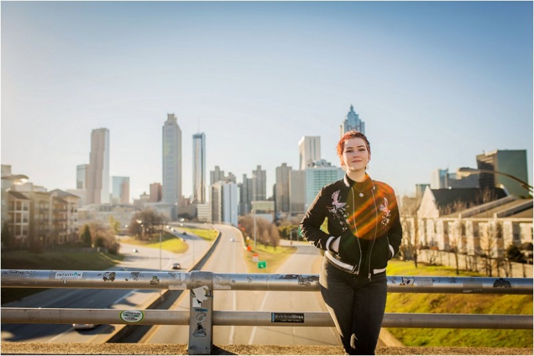 senior portraits on the jackson street bridge in atlanta