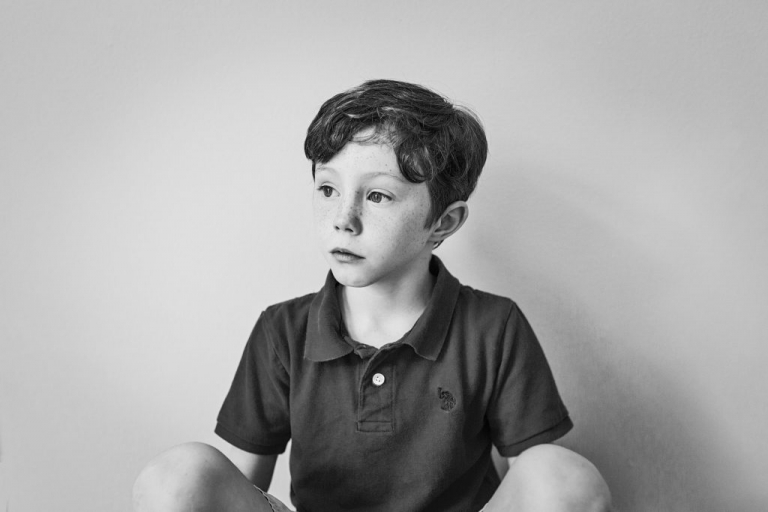 childhood photo series in black and white