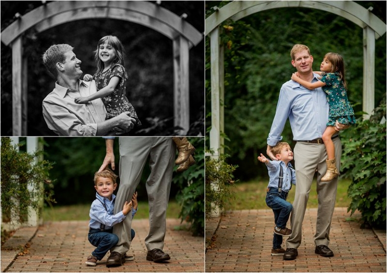 dad and his kids pose for family photos