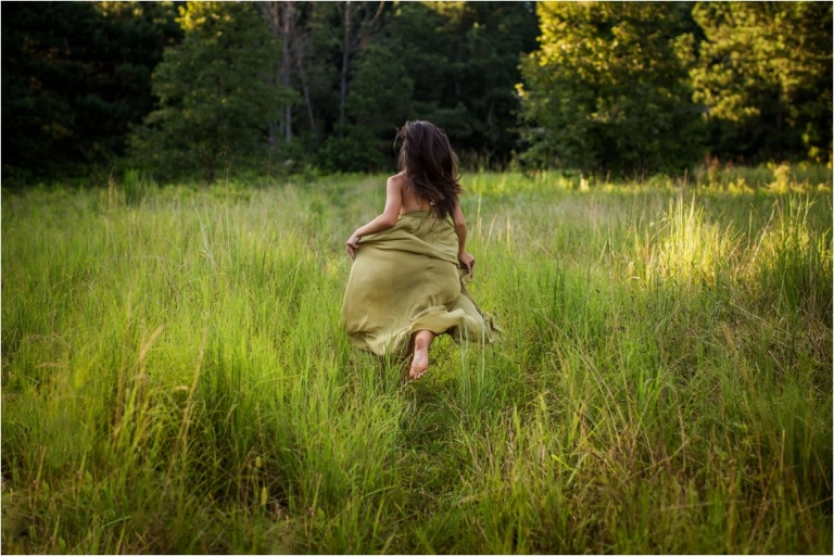 Walton High School Senior running in green dress