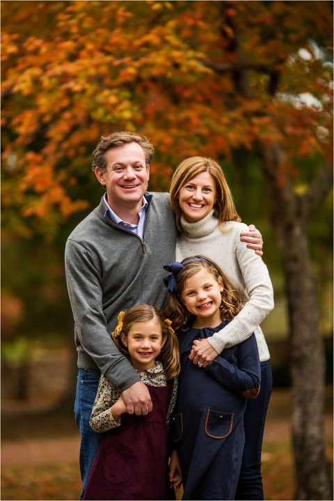 Family Posing for their Fall Photos in Roswell, GA