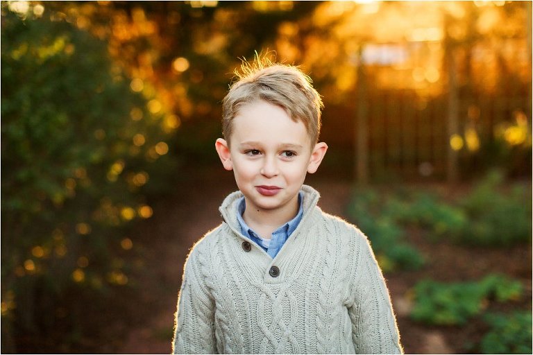 handsome little boy at sunrise