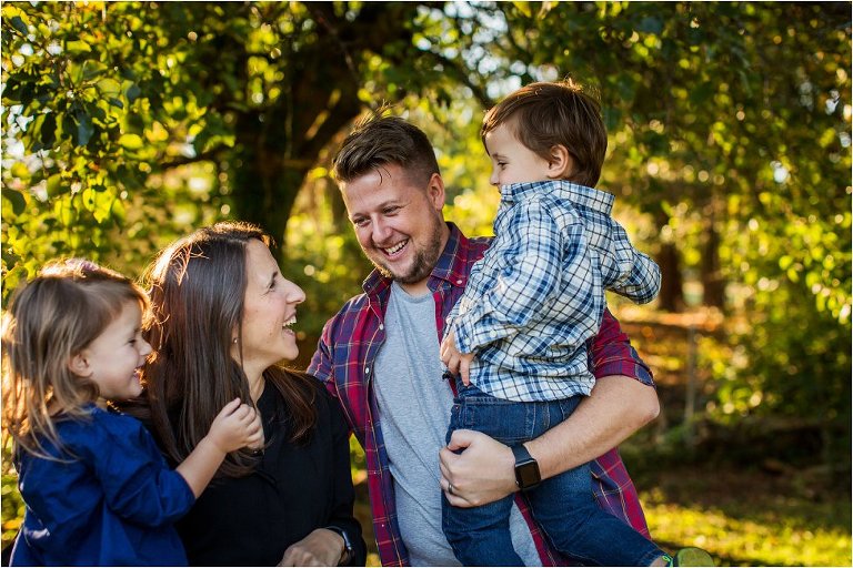 Family photos in golden light