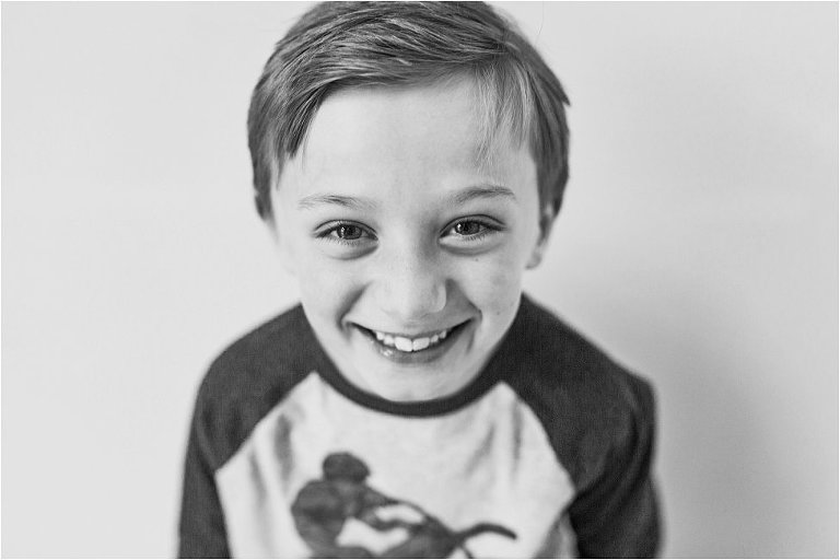 black and white portrait of a little boy.
