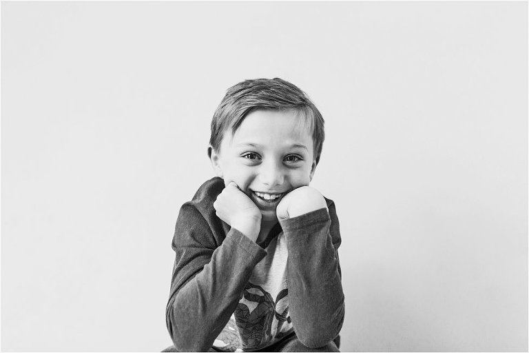 Black and White Portrait of a young boy